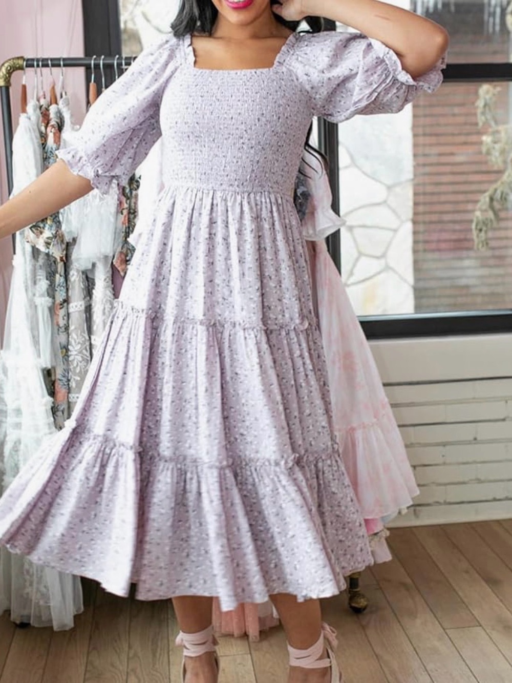 Ivy City Cream Smocked Textured Top